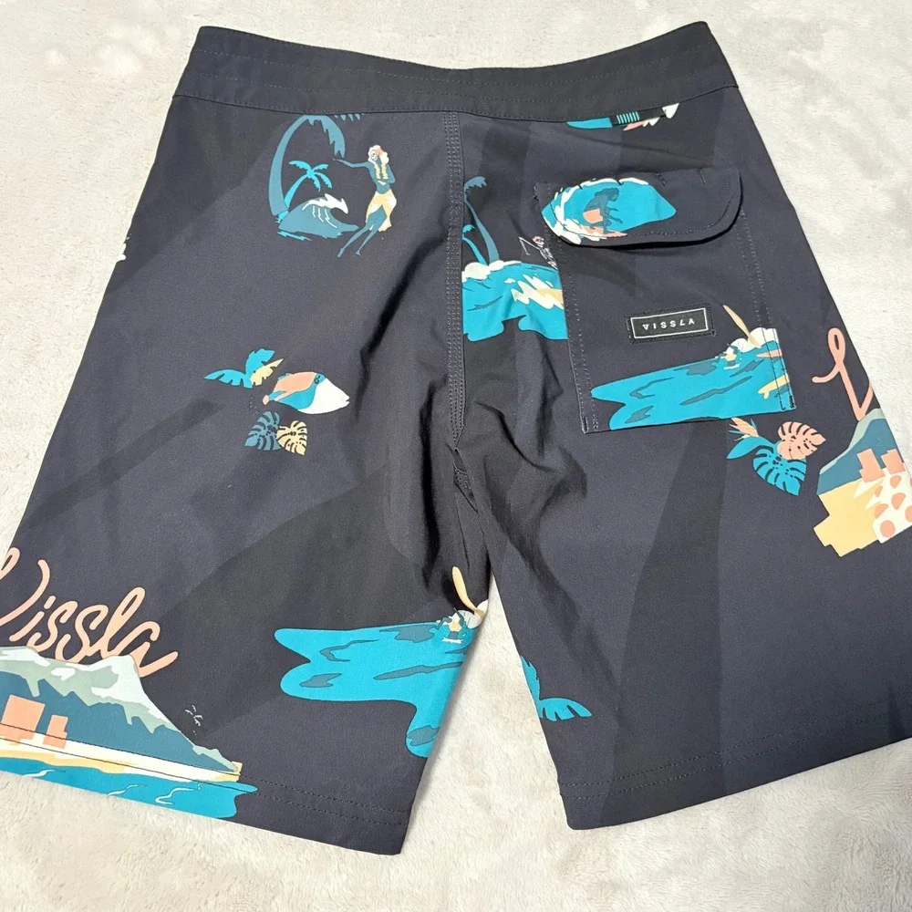 Boys Vissla Jack Soren Upcycle Board Shorts Charcoal Grey Size 8/24 Surf